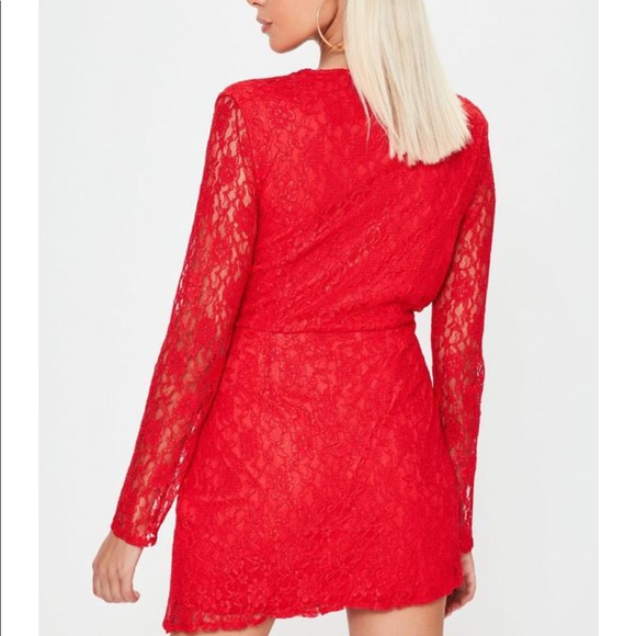 Red Lace Twist Front Shift Dress - Picture 4 of 5